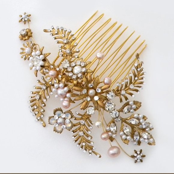 Erin Cole Designs Modern Vintage Bridal Hair Comb, Pearls, NWT